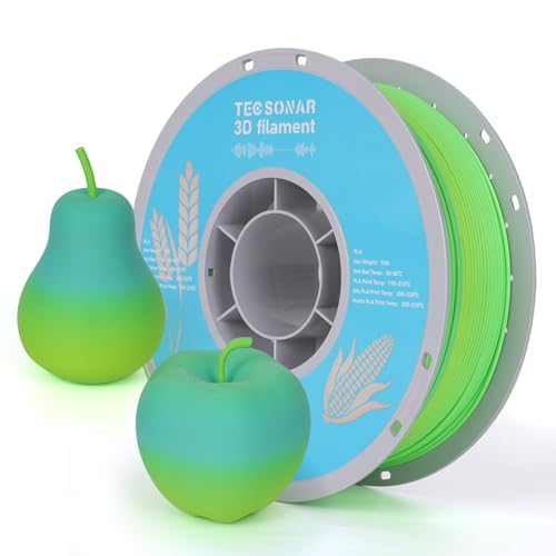 Matte Rainbow PLA 3D Printer Filament, 1KG Spool(2.2lbs) 1.75mm PLA Fast Color Change 3D Printing Material, Multicolor PLA,Gradient Filament for Most FDM 3D Printers,Matte Yellow Green - color: Matte Yellow Green