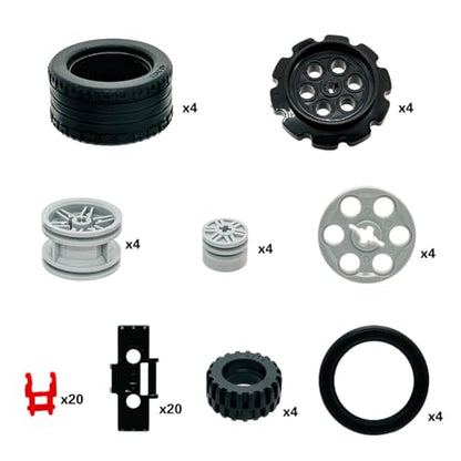 Miutrue Technical Parts Car Gears Wheels Treads Chain Links Building Blocks Accessories Pieces kit Construction Toys for Kids 6yrs+ Compatible with Major Brands - style: Wheels Track Chain Set