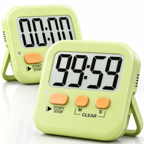 Antonki 2 Pack Digital Timer for Kids Classroom Kitchen Timers for Cooking - color: Light Green