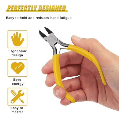 ZIMISI Metal Non-Serrated Mini Needle Nose Plier (Diagonal Nose) - size: Diagonal Nose Plier