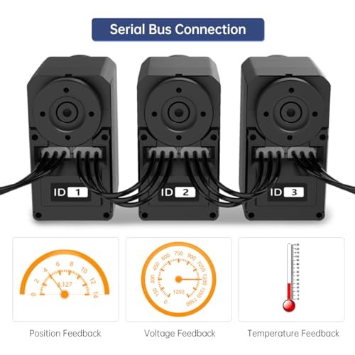 LX-16A Serial Bus Servo with Bracket, Dual Bearing Full Metal Gear Steering Servo with Debug System for RC Robot DIY, High Torque Servo 17KG.CM 6V - 19.5KG.CM 7.4V, Control Angle 240°