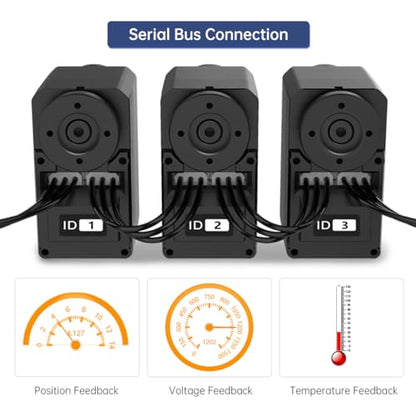 LX-16A Serial Bus Servo with Bracket, Dual Bearing Full Metal Gear Steering Servo with Debug System for RC Robot DIY, High Torque Servo 17KG.CM 6V - 19.5KG.CM 7.4V, Control Angle 240°