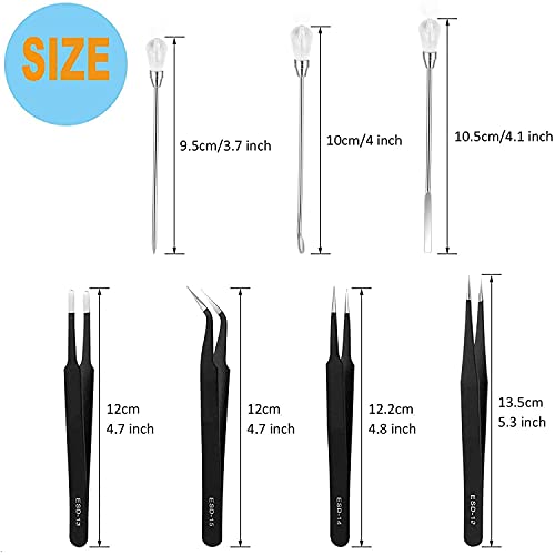 11 Pcs Resin Mold Tools Set Stirring Needle Spoon Tool Tweezers Precision Kit,Anti-Static Electronics Tweezers Set for Resin Art Crafts,Jewelry Making,DIY Silicone Epoxy Casting Resin Molds(White) - color: White & Black