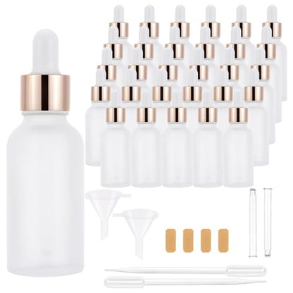 30 Pack 30ml Frosted Glass Sample Dropper Bottles, Rose Golden Caps - color: Frosted, size: 30mL-30pcs