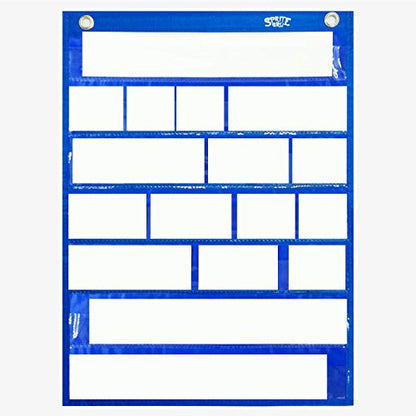 Magnetic Pocket Chart with 10 Dry Erase Cards for Standards,Daily Schedule,Activities,Class demonstrations (Blue) - color: Blank Pocket Chart（blue）