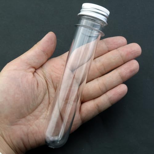 6-Pack Plastic Test Tubes with Screw Caps 45ml Clear Laboratory Tubes for Science Experiments, Party Decorations, Samples, Candies, Bath Salts & Storage