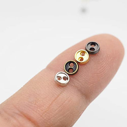 Youmeizer Wiosny 100Pcs 4 Colors Mini Metal Buttons 4mm(5/32inch) 2 Hole Mini Metal Round Buttons DIY Hand Sewing AIDS Doll Clothes (4 Colors Mixed, 4mm(5/32inch)) - size: 4mm( 5/32inch)