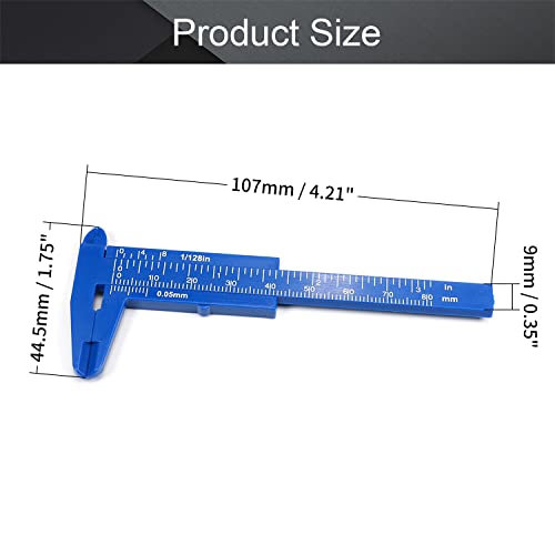 Utoolmart Vernier Caliper 80mm / 3.1-inch Plastic Measuring Tool for Precision Measurements Outside Inside Depth (Blue) 5 Pcs - size: 80mm Blue