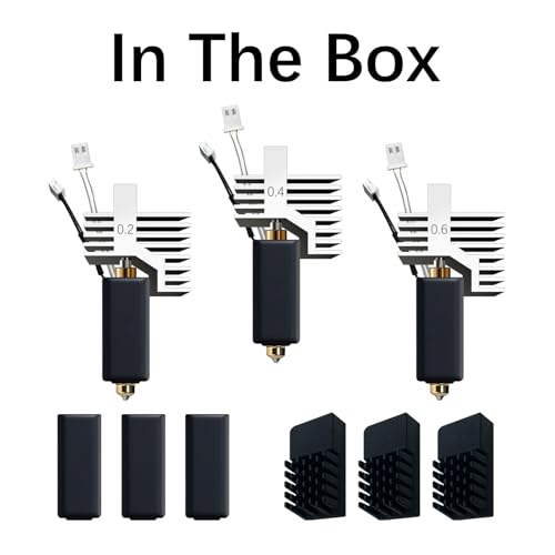 for ELEGOO Centauri Carbon Hotend Kit (3pcs), Pre-Installed 0.2mm/0.4mm/0.6mm Brass Hardened Steel Nozzle, Extruder kit Has Pre-Installed Heat Sink,with 3PK Silicone Socks and 3PK Nozzle Wipes