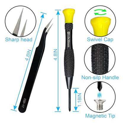 18PCS Mini Precision Screwdriver Set With Case, Magnetic Small Flathead