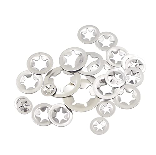 300PCS Metric M3 M4 M5 M6 M8 M10 M12 Stainless Steel Internal Tooth Starlock Washers Assortment Kit;External Push Rings; Push On Washers;Push Nuts for Unthreaded Shafts