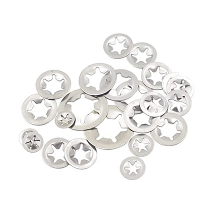 300PCS Metric M3 M4 M5 M6 M8 M10 M12 Stainless Steel Internal Tooth Starlock Washers Assortment Kit;External Push Rings; Push On Washers;Push Nuts for Unthreaded Shafts