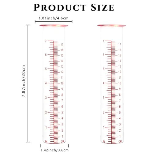 7'' Capacity Rain Gauge Replacement Tube Glass, 2 Pcs - color: Red-2 PCS