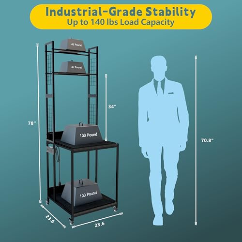 Heavy Duty PRT22 3D Printer Stand with Power Hub, High Density Polymer Vibration Damping Pads, Elevated Storage & Locking Wheels for Most Large Printers - color: Black