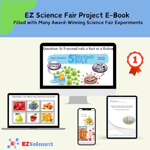 Bacteria Science Kit (IV): Top Science Fair Project Kit. Prepoured LB-Agar Plates And Cotton Swabs. Exclusive Free Science Fair Project E-Book Packed With Award Winning Experiments (IV)