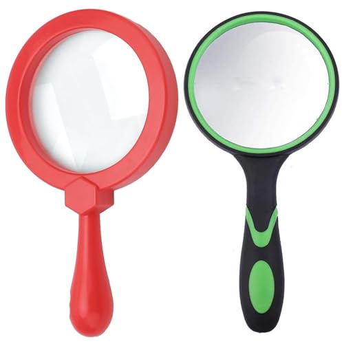 Rongon Kids Magnifying Glass Set Magnifying Lens with Non Slip Rubber Non-Slip Handheld Reading Magnifier for Kids and Seniors