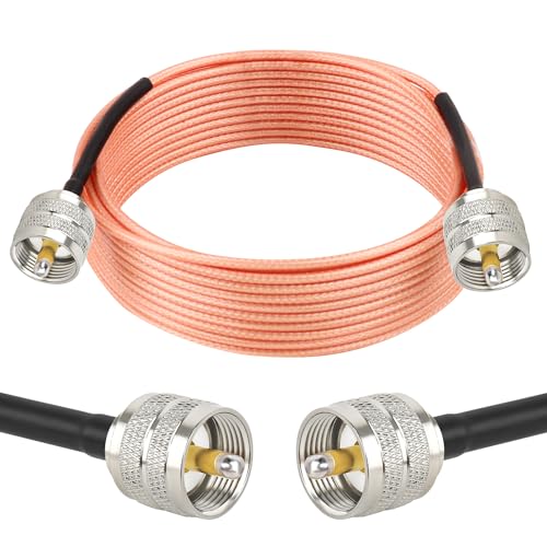 MOOKEERF RG316 CB Coax Cable - 20FT UHF PL259 Male to Male CB Antenna Cable 50 Ohm for HAM Radio,Antenna Analyzer,Dummy Load,SWR Meter - size: 20FT