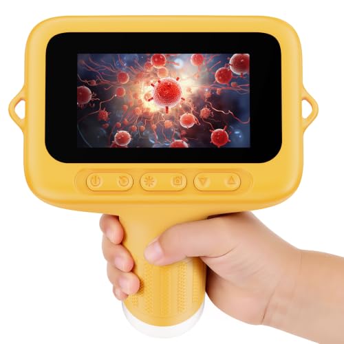 SEEKID Kids Microscope, 1000X Handheld Digital Microscope, 3" IPS(Yellow) - color: Yellow