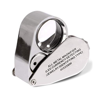 KINGMAS 40X Jewelers Loupe, LED Light Illuminated Folding Magnifying