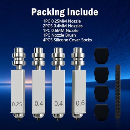 4PK Nozzle for Kobra X/Kobra 4 0.25/0.4/0.6MM Integrated Hotend - style: 4PK