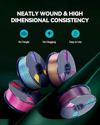 SUNLU Silk Quadruple Color PLA Filament, 1KG, (Red Yellow Green Black) - color: Silk Pla Quadruple Color Red Yellow Green Black