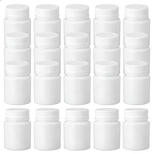 50PCS White Empty Solid Plastic Bottle Case Holder Container Vials Box with Screw Cap for Powder Sample Storage (50ml/1.67oz)