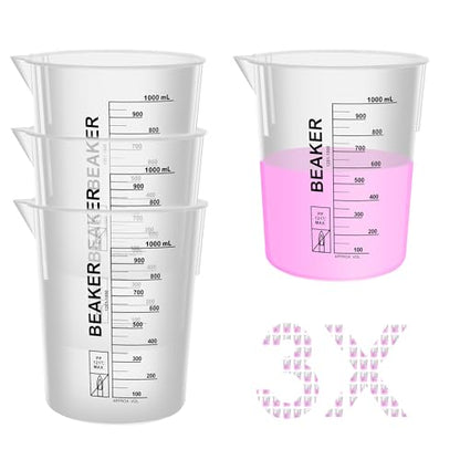 3PCS 1000ml Autoclavable Stackable Plastic Beakers, LVB016 - style: 3pcs of 1000ml