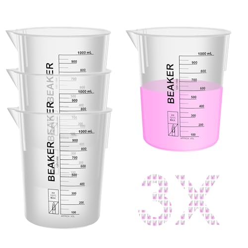 3PCS 1000ml Autoclavable Stackable Plastic Beakers, LVB016 - style: 3pcs of 1000ml