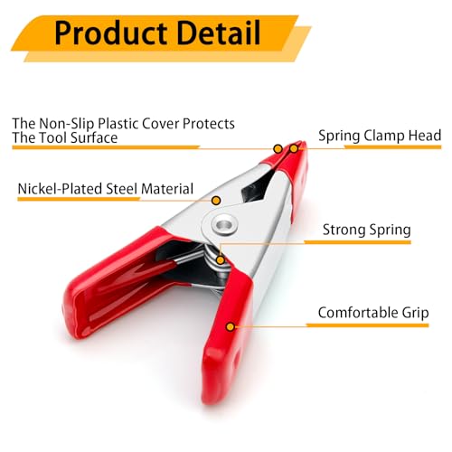 30 Pcs 2 Inch Small Spring Clamps, Heavy Duty Red metal Mini Clamps