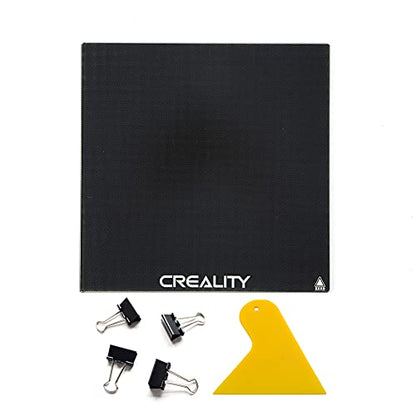 Creality Official CR-10 Platform Tempered Glass Bed with 4 Binder Clips, Removal Tool, 310x310x4mm, 3D Printer Cr-10s/Cr-10 V2 Upgraded Build Plate Printing Surface for Heated Bed - size: 310x310x4mm (CR-10)