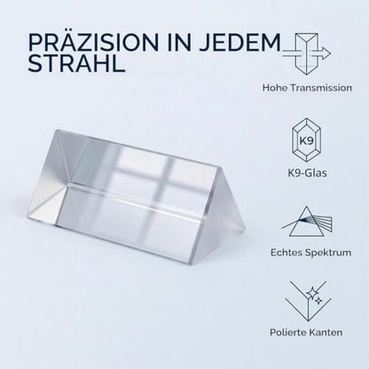 Mini Glass Crystal Triangular Prism, Rainbow Maker for Light Refraction Spectrum Learning, Photography Science Physics Teaching Prop (5cm)