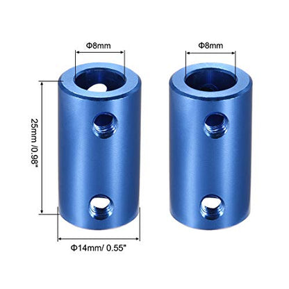 uxcell 2pcs 8mm to 8mm Bore Rigid Coupling Set Screw L25XD14 Dark Blue - size: 8mm to 8mm