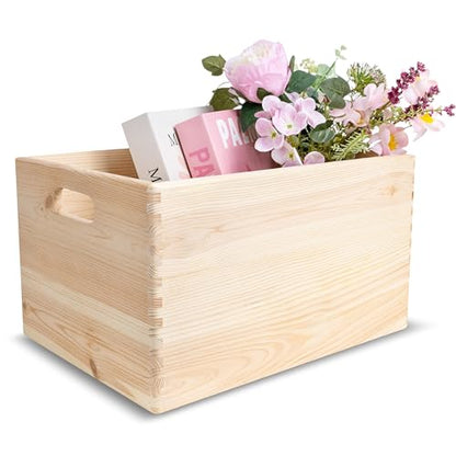 Creative Deco XXL Wooden Crate Nesting Crate Handles | 15.35x11.41x9.5in - color: Beige, size: XXL