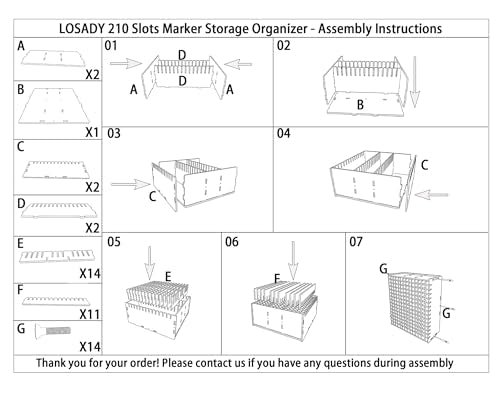 Marker Organizer, 210-Slot Marker Holder with Adjustable Dividers - size: 210 Holes
