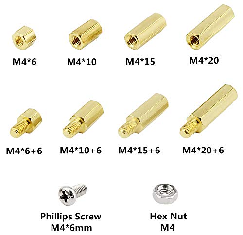 160pcs M4 Male-Female Brass Hex Spacer Standoff/Screw Nut Assortment Kit - size: M4