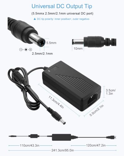 ALITOVE DC 12V 5A Power Supply Adapter Converter Transformer 60W AC 100-240V Input with 5.5x2.5mm DC Output Jack for 5050 3528 LED Strip Module Light - size: 1 Pack