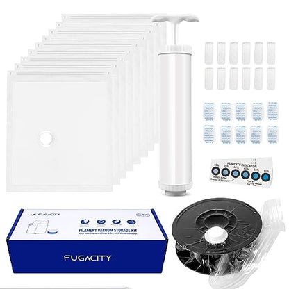 3D Printer Filament Storage Vacuum Bags Kit-Reusable Bag ×10 Pack 35 * 40cm with 10 Desiccants /10 Humidity Card /10 Clips/1 Hand Pump,DustProof and Humidity Resistant for Keep Filament Clean & Dry