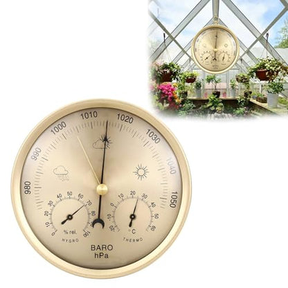 3-in-1 All Season Weather Station, Accurate Celsius Thermometer Barometer Hygrometer, Indoor Outdoor Temperature Humidity Air Pressure Monitor, Wall & Desk Mount for Home Office Greenhouse