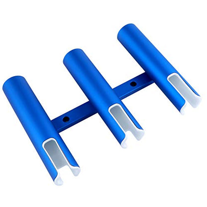 Aluminium Wall-Mounted Fishing Rod Holder for Boat, Garage & Marine - Holds Rods & Poles - color: Blue 3 Tubes