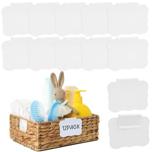 12pcs White Basket Labels Removable PVC Labels - color: White 12pack