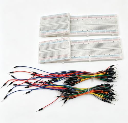 Solderless Breadboard 2 Pcs 830 Tie Points, 2 Pcs 400 Tie Points, 130 Pcs Flexible Breadboard Jumper Wires