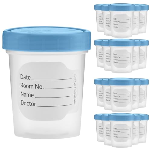 Vakly 4 oz Specimen Cups with Lids, Leak-Proof, 20 Pack