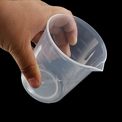 Waziaqoc 250ml-300ml Plastic Graduated Beaker, Transparent, 1 Pack - color: 1pc, size: 250-300 ml