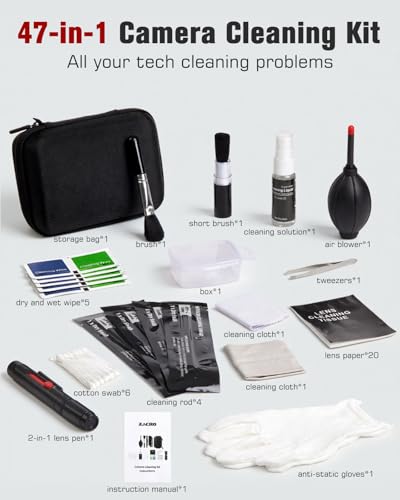 14-in-1 Camera Lens Cleaning Kit - Mirrorless & DSLR Sensor Cleaning Kit for Canon, Sony, Nikon Including Lens Blower, Detergent, Swabs, Cloth, Pen, Brush - size: 14 IN 1