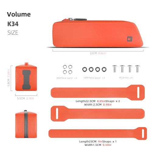 Rhinowalk Bike Frame Bag Waterproof Bicycle Top Tube Bag Cycling Tools Storage Bag for MTB Road Bike Accessory - color: orange