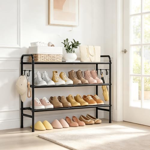 VILICK Metal Shoe Rack for Closet 33" Wide Shoe Organizer for Entryway - color: Black