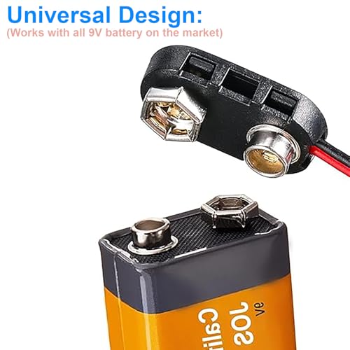California JOS 3 Pack 9V Battery Clip Connector Hard Shell for Arduino Electronics, Student Experiment, STEM Projects, and Research (I-Type)