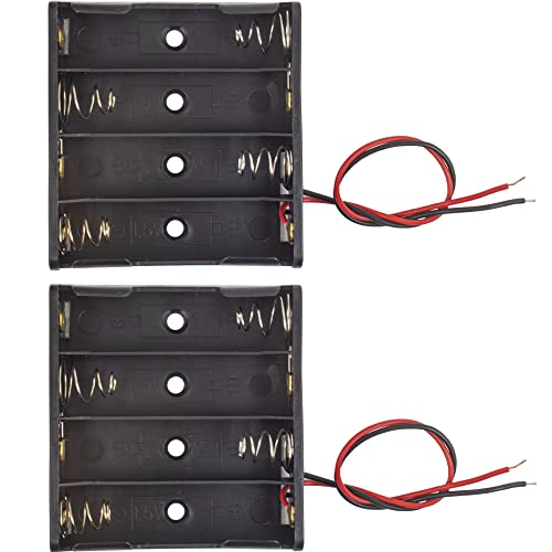 whiteeeen 2pcs 4xaa Battery Holder with Leads 4 x AA Battery Holder 4Set Box Connector Standard Type Wire Wires aa case Total: 6V - size: 4 x AA With Wire (2pcs)