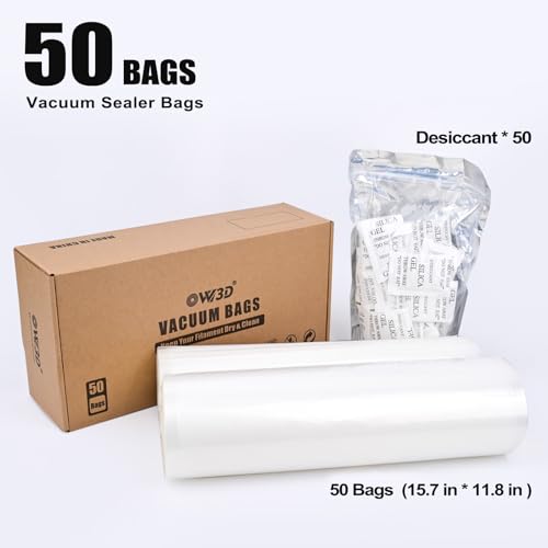 Filament Storage Bags 50 Pcs for Vacuum Sealer with 50 Desiccants, 15.7X11.8in Only Filament Bags and Desiccants, Without Sealer Machine - style: 50 Bags without Vacuum Sealer