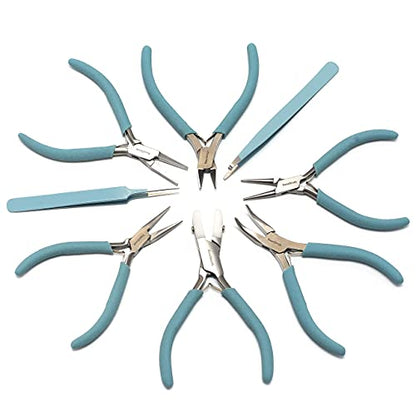 The Beadsmith Fashion Color Pliers, Jewelry Making Supply Set of 8 - color: Light Blue